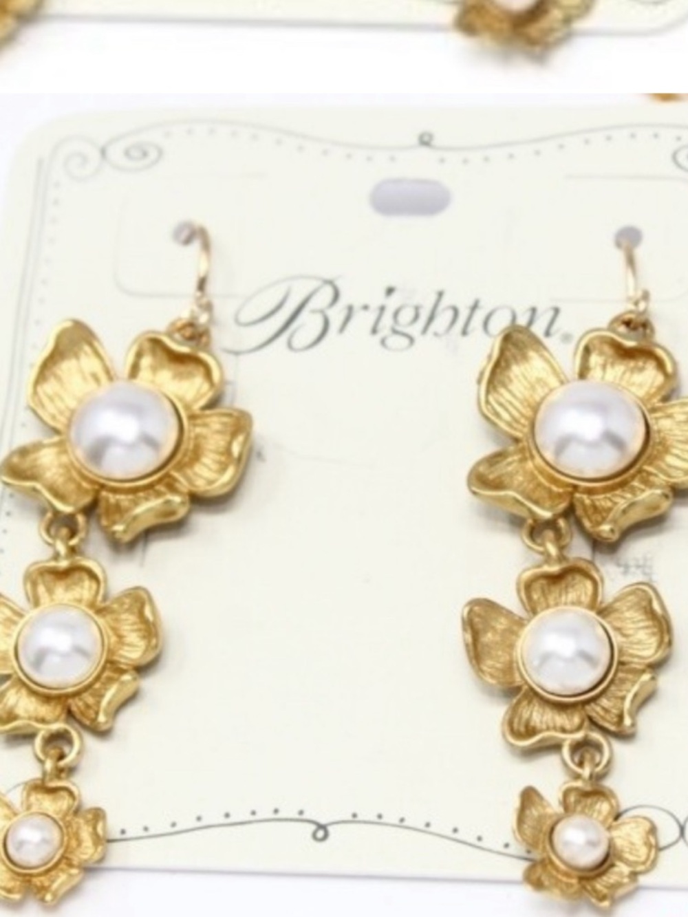 Brighton Everbloom French wire dangle drop flower earrings